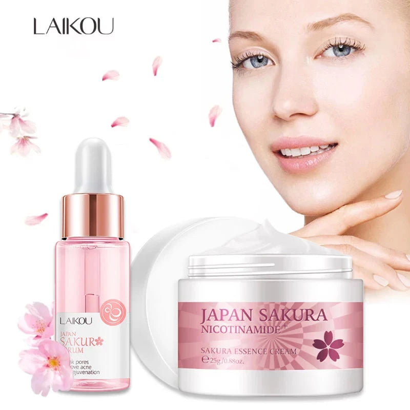Set Sakura sérum et crème visage LAIKOU routine glow