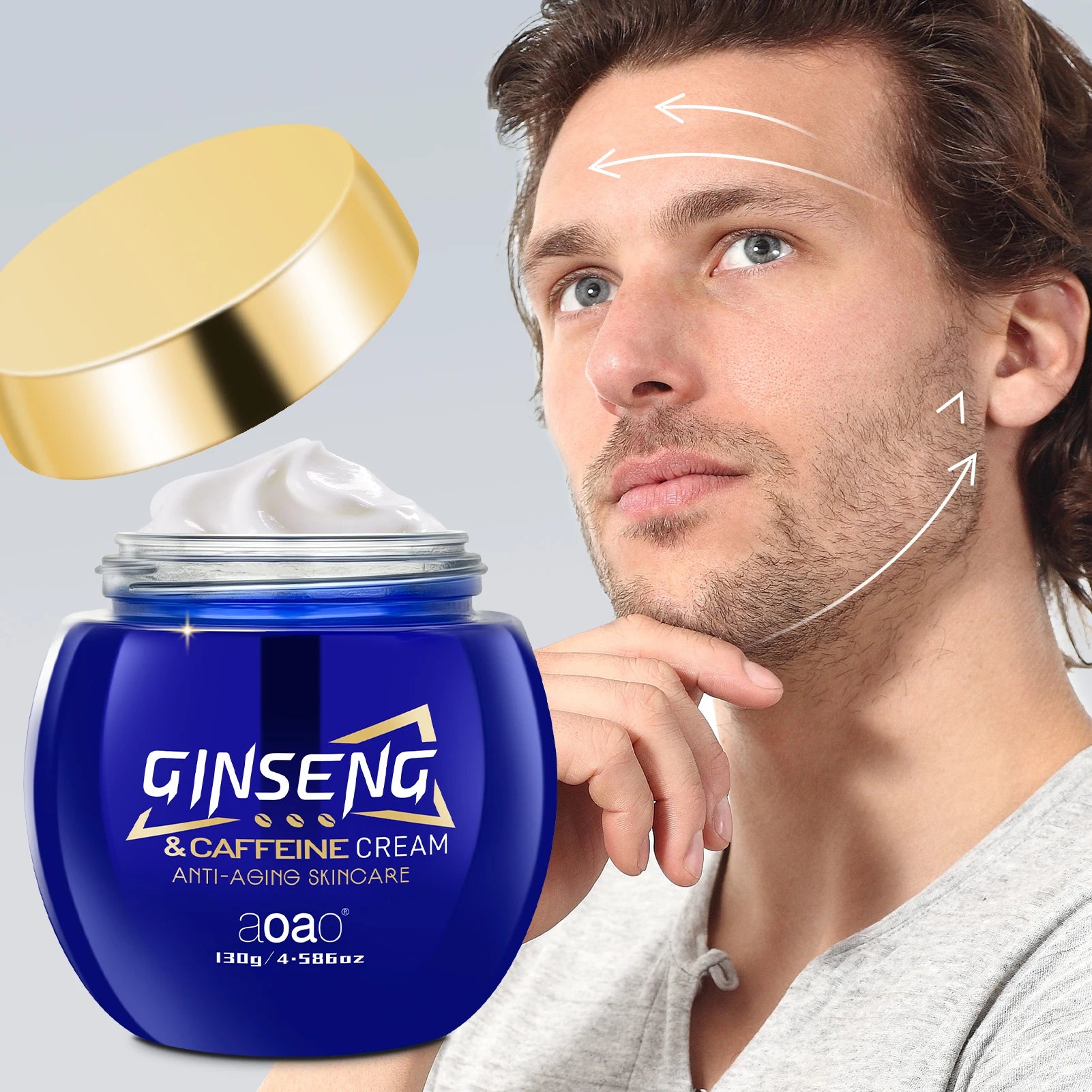 Crème visage ginseng caféine hexapeptide hydratante anti-âge 130g