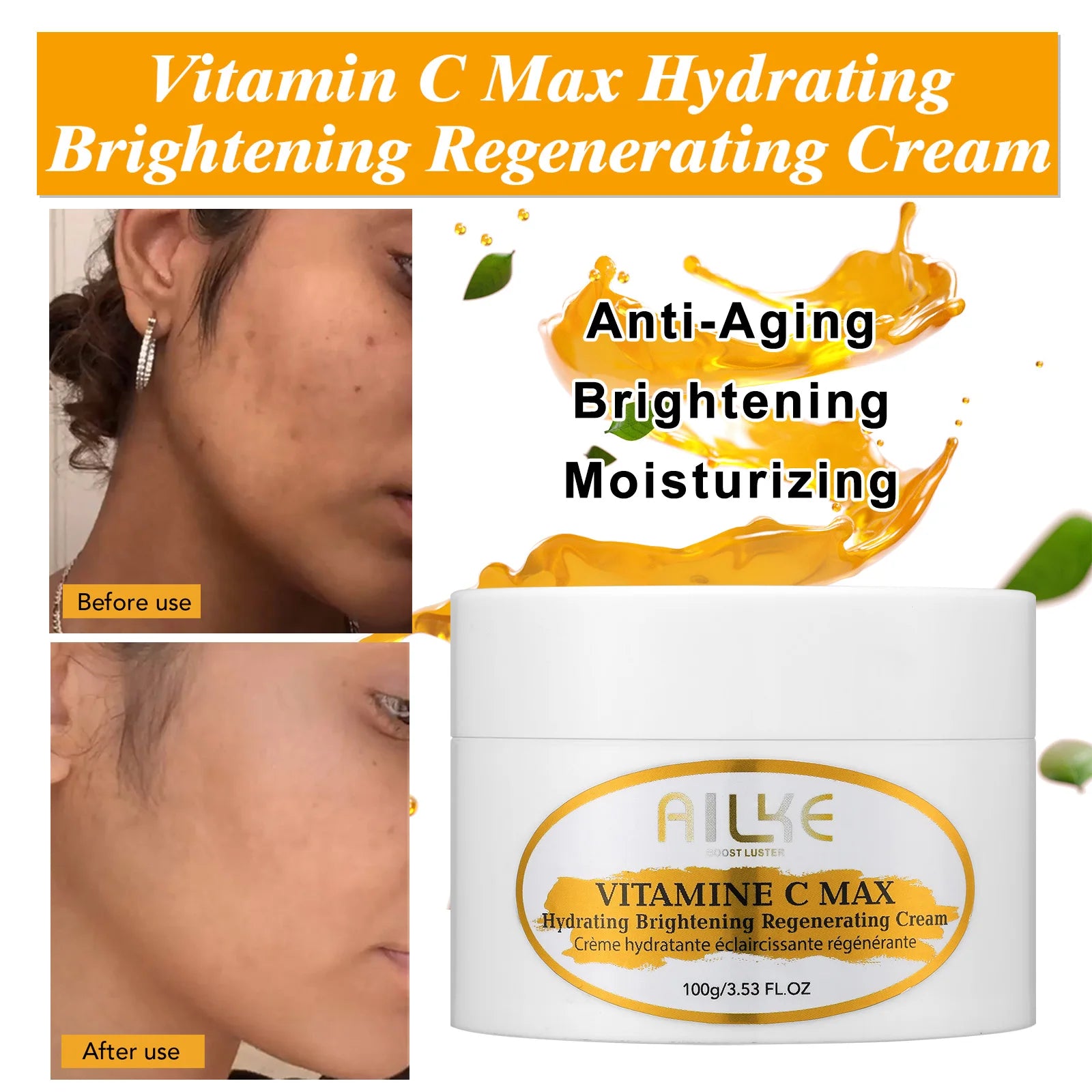 Lotion Corps AILKE Vitamine C + Acide Hyaluronique – Body Glow Premium - vue produit 5