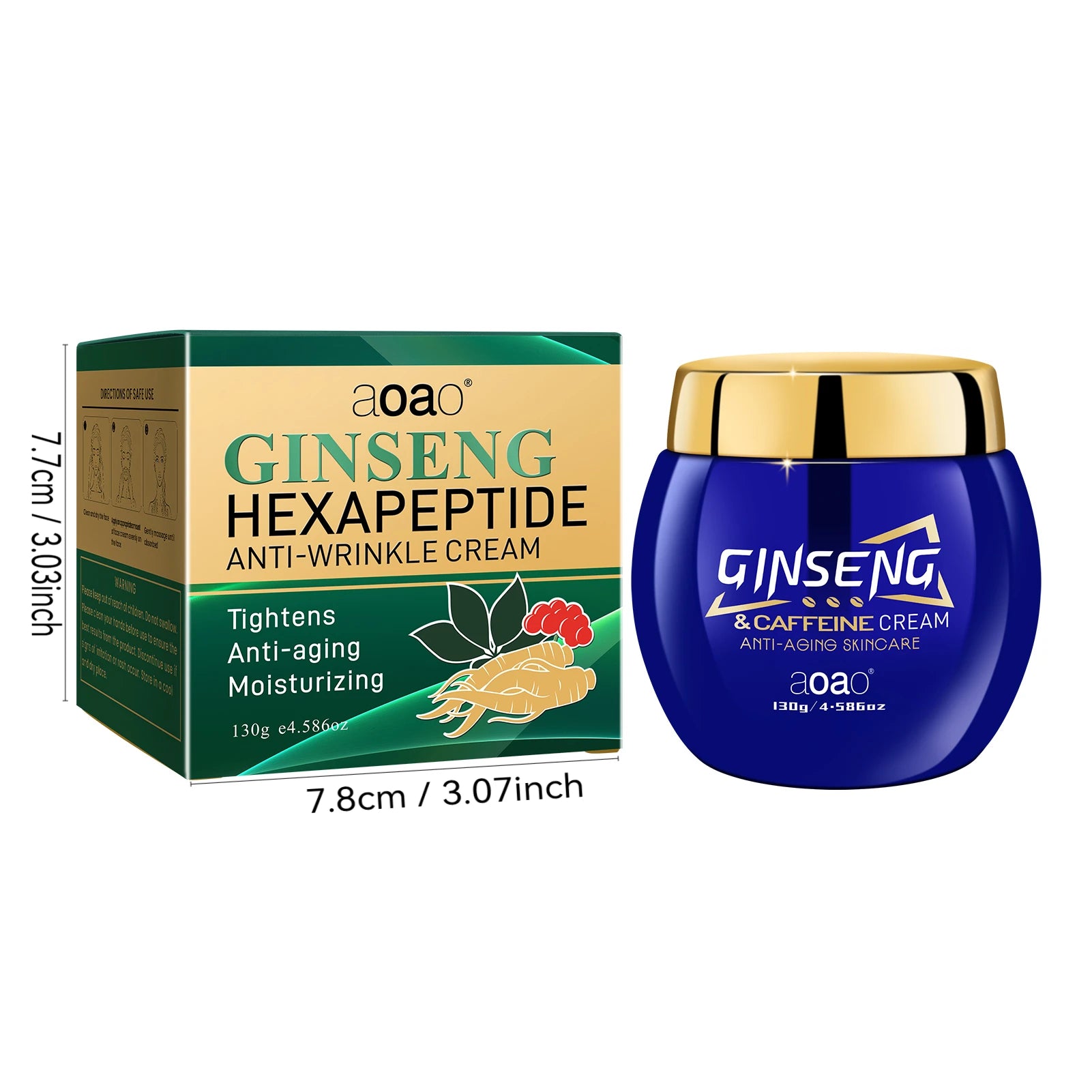 Crème Visage Ginseng + Caféine & Hexapeptide – Hydratante Anti-Âge 130g - vue produit 3