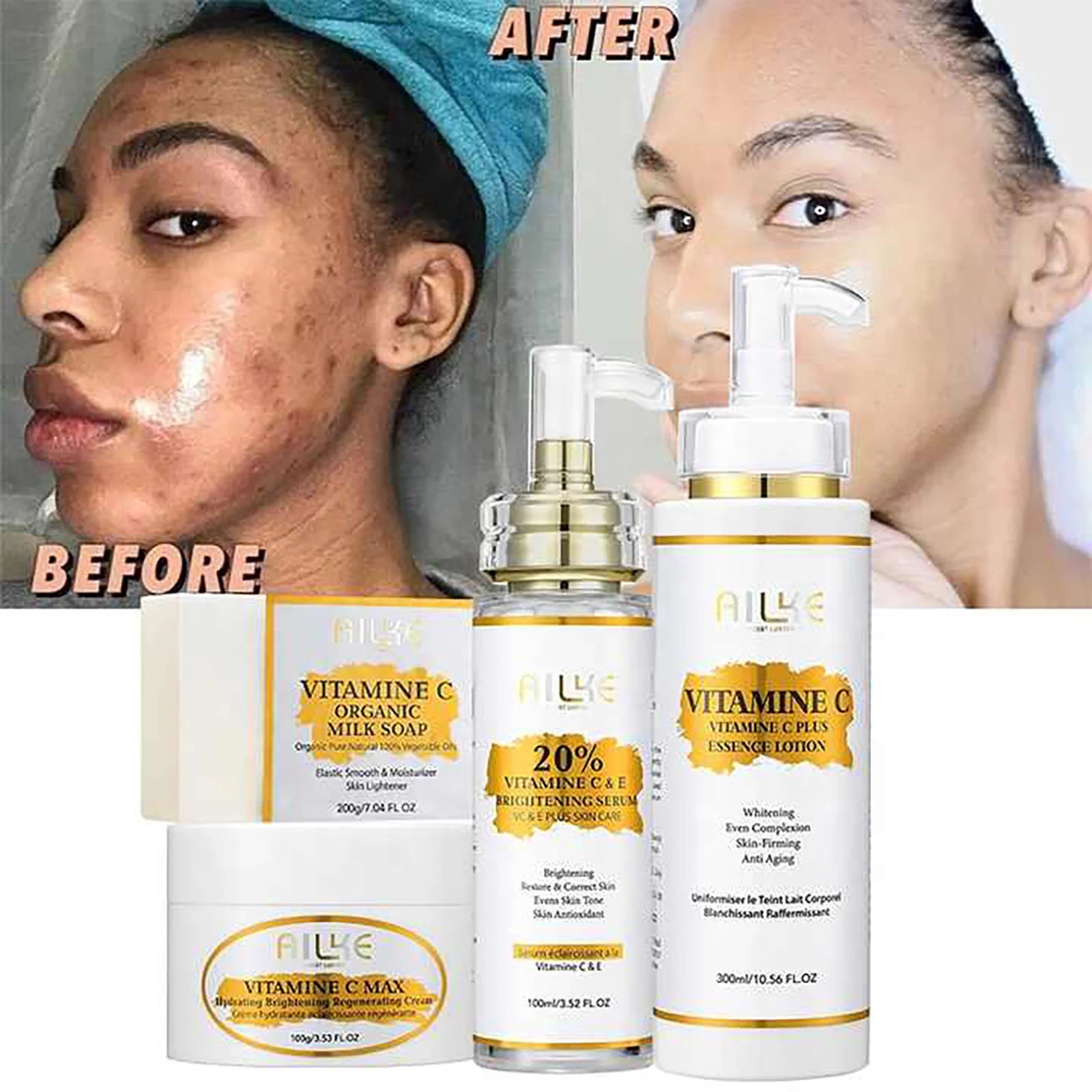 Lotion corps AILKE vitamine C acide hyaluronique